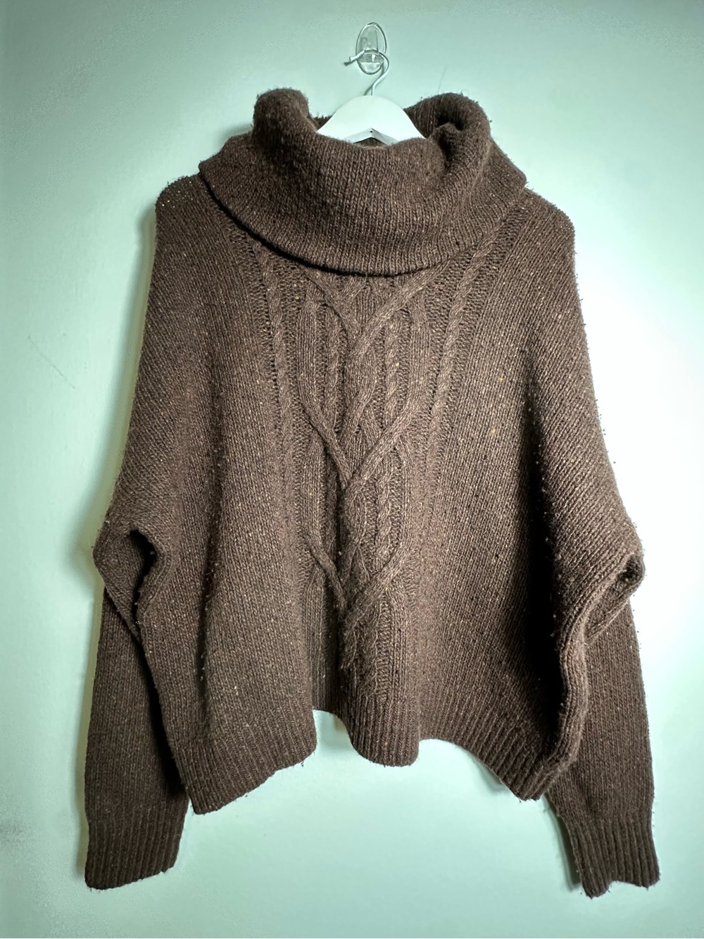 RALPH LAUREN | Brown Wool Blend Turtleneck Aran Knit Size Large - Picture 11 of 17